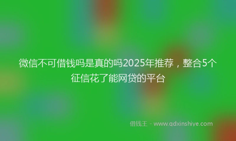 微信不可借钱吗是真的吗2025年推荐，整合5个征信花了能网贷的平台