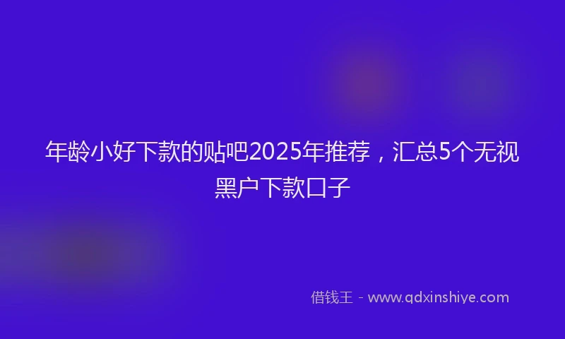 年龄小好下款的贴吧2025年推荐，汇总5个无视黑户下款口子