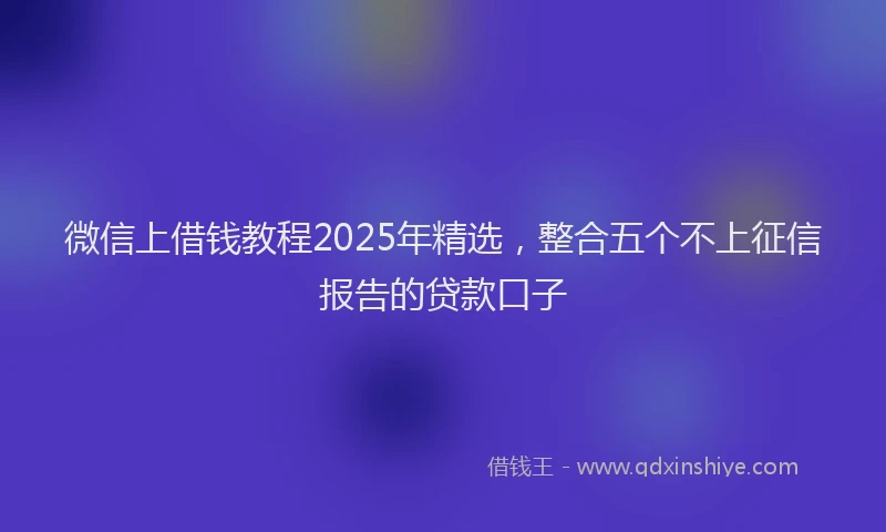 微信上借钱教程2025年精选，整合五个不上征信报告的贷款口子