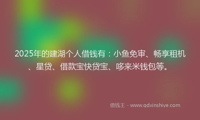 2025年的建湖个人借钱有：小鱼免审、畅享租机、星贷、借款宝快贷宝、哆来米钱包等。