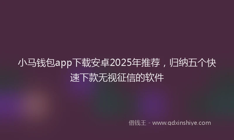 小马钱包app下载安卓2025年推荐，归纳五个快速下款无视征信的软件