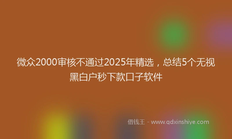 微众2000审核不通过2025年精选，总结5个无视黑白户秒下款口子软件