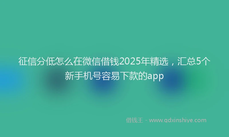 征信分低怎么在微信借钱2025年精选，汇总5个新手机号容易下款的app
