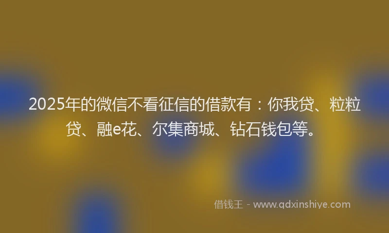 2025年的微信不看征信的借款有：你我贷、粒粒贷、融e花、尔集商城、钻石钱包等。