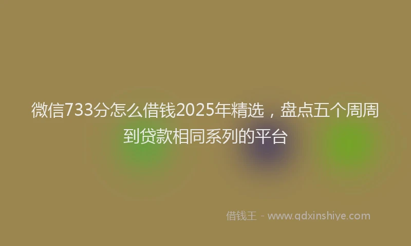 微信733分怎么借钱2025年精选，盘点五个周周到贷款相同系列的平台