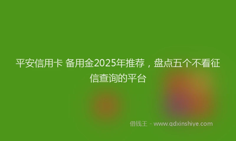 平安信用卡 备用金2025年推荐，盘点五个不看征信查询的平台