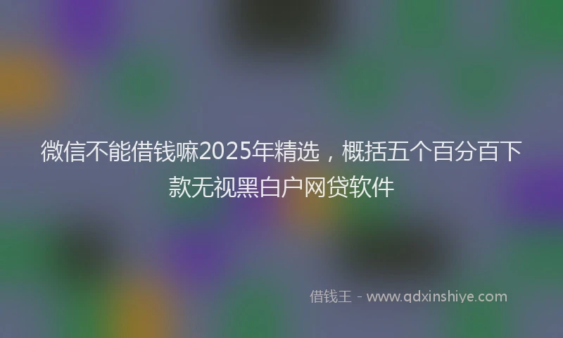 微信不能借钱嘛2025年精选，概括五个百分百下款无视黑白户网贷软件