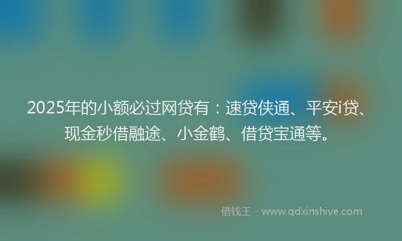 2025年的小额必过网贷有：速贷侠通、平安i贷、现金秒借融途、小金鹤、借贷宝通等。