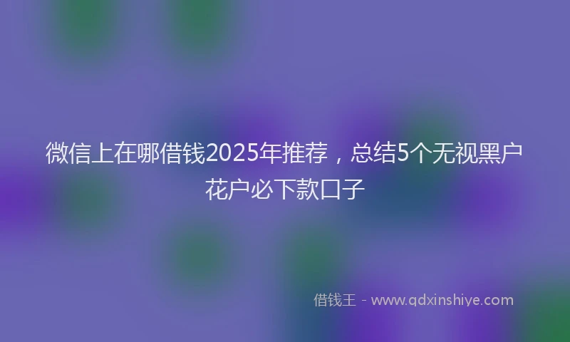 微信上在哪借钱2025年推荐，总结5个无视黑户花户必下款口子