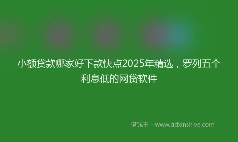小额贷款哪家好下款快点2025年精选，罗列五个利息低的网贷软件