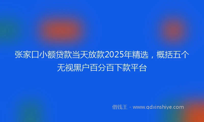 张家口小额贷款当天放款2025年精选，概括五个无视黑户百分百下款平台