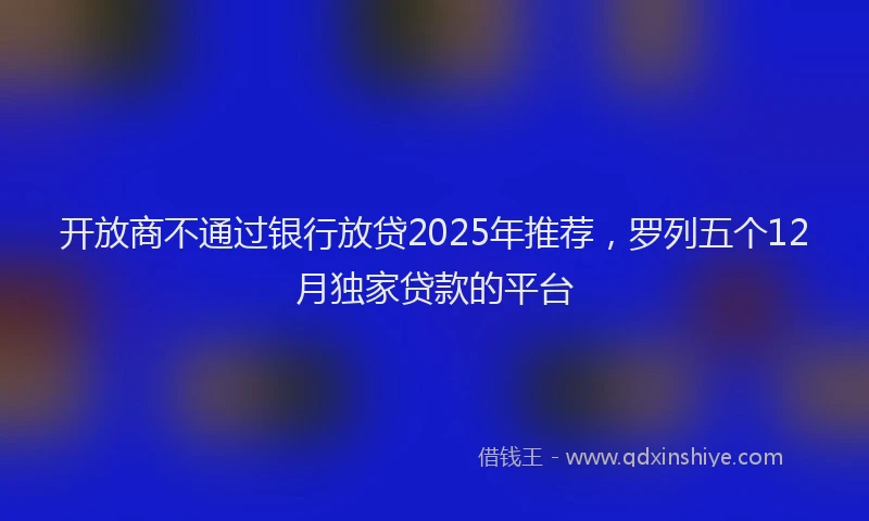 开放商不通过银行放贷2025年推荐，罗列五个12月独家贷款的平台