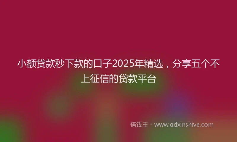 小额贷款秒下款的口子2025年精选，分享五个不上征信的贷款平台