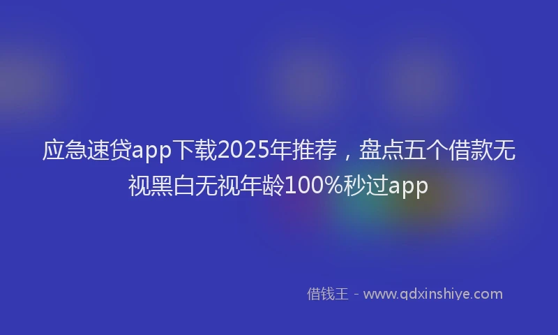 应急速贷app下载2025年推荐，盘点五个借款无视黑白无视年龄100%秒过app