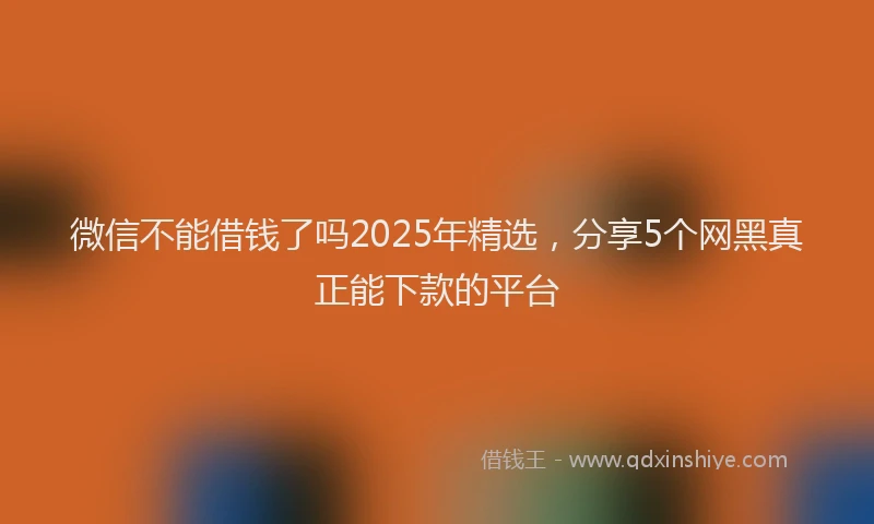 微信不能借钱了吗2025年精选，分享5个网黑真正能下款的平台