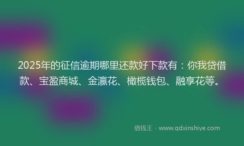 2025年的征信逾期哪里还款好下款有：你我贷借款、宝盈商城、金瀛花、橄榄钱包、融享花等。