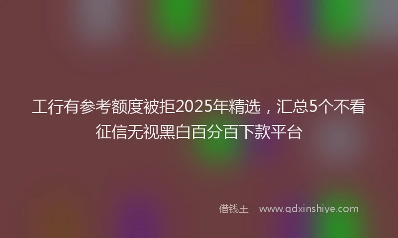 工行有参考额度被拒2025年精选，汇总5个不看征信无视黑白百分百下款平台