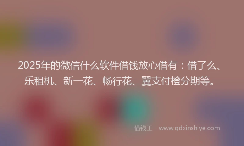 2025年的微信什么软件借钱放心借有：借了么、乐租机、新一花、畅行花、翼支付橙分期等。