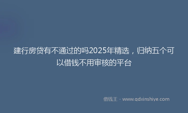 建行房贷有不通过的吗2025年精选，归纳五个可以借钱不用审核的平台
