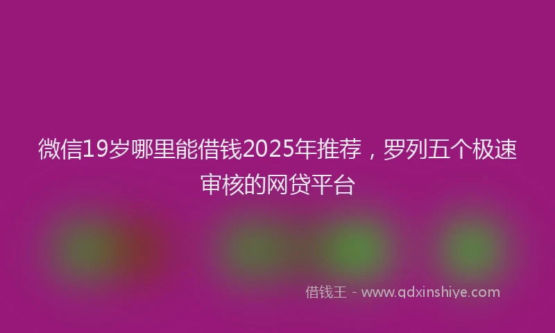 微信19岁哪里能借钱2025年推荐，罗列五个极速审核的网贷平台