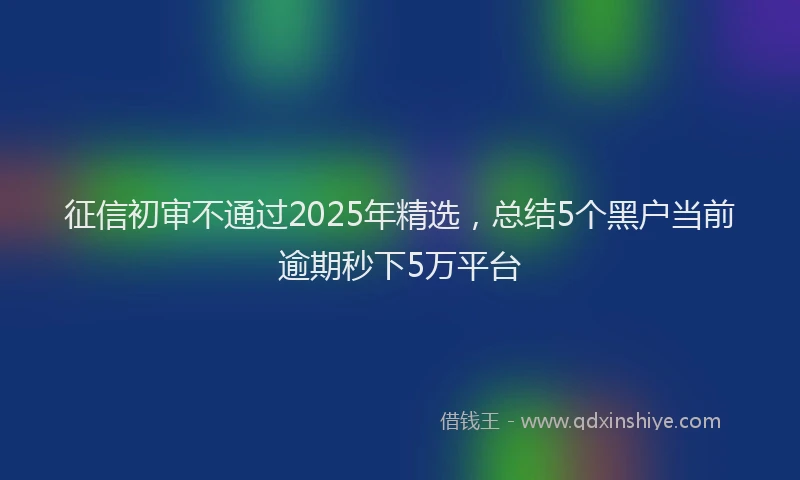 征信初审不通过2025年精选，总结5个黑户当前逾期秒下5万平台
