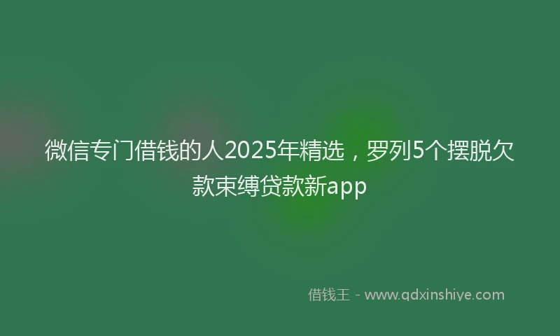 微信专门借钱的人2025年精选，罗列5个摆脱欠款束缚贷款新app