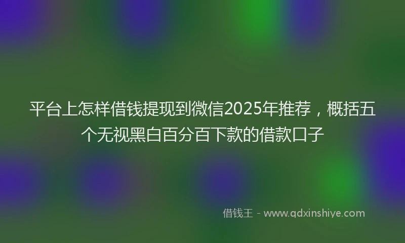 平台上怎样借钱提现到微信2025年推荐，概括五个无视黑白百分百下款的借款口子
