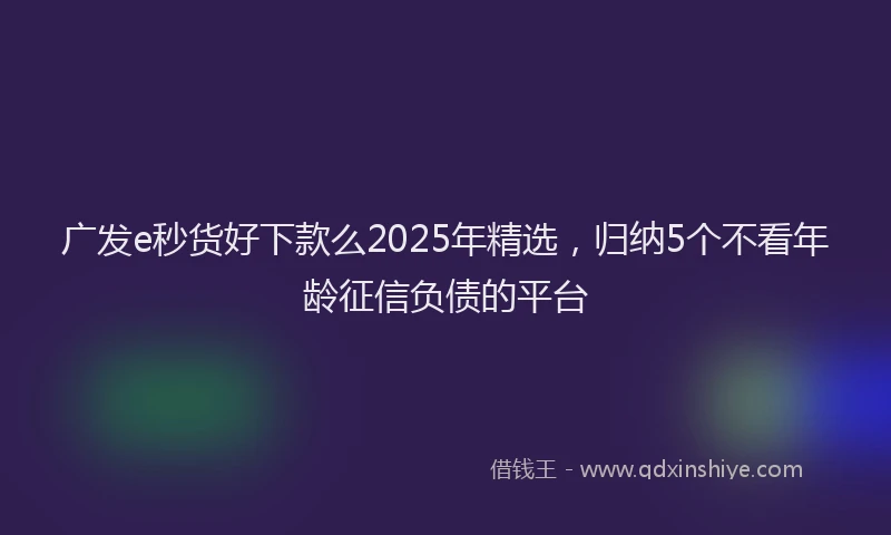 广发e秒货好下款么2025年精选，归纳5个不看年龄征信负债的平台