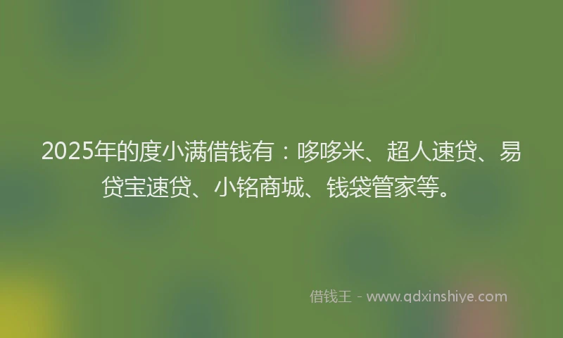 2025年的度小满借钱有：哆哆米、超人速贷、易贷宝速贷、小铭商城、钱袋管家等。