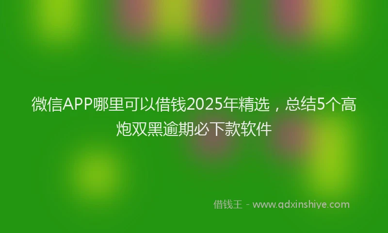 微信APP哪里可以借钱2025年精选，总结5个高炮双黑逾期必下款软件