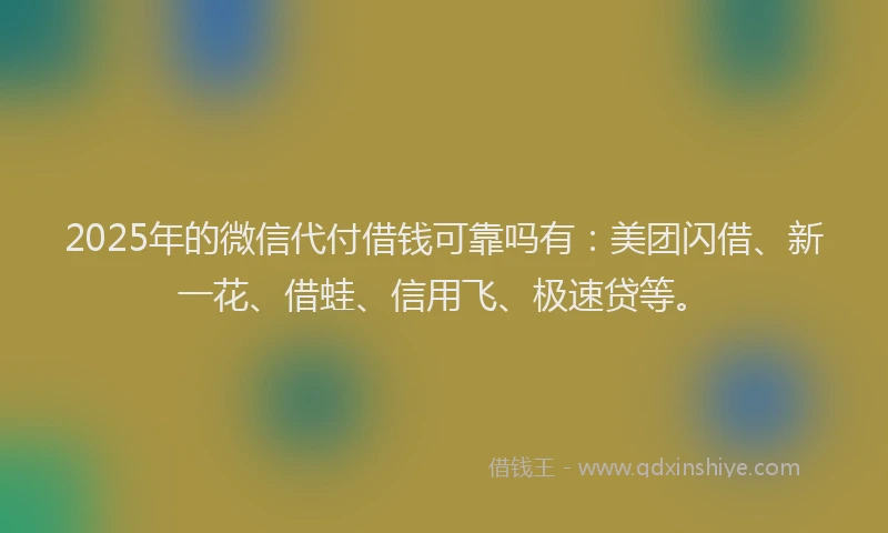 2025年的微信代付借钱可靠吗有：美团闪借、新一花、借蛙、信用飞、极速贷等。