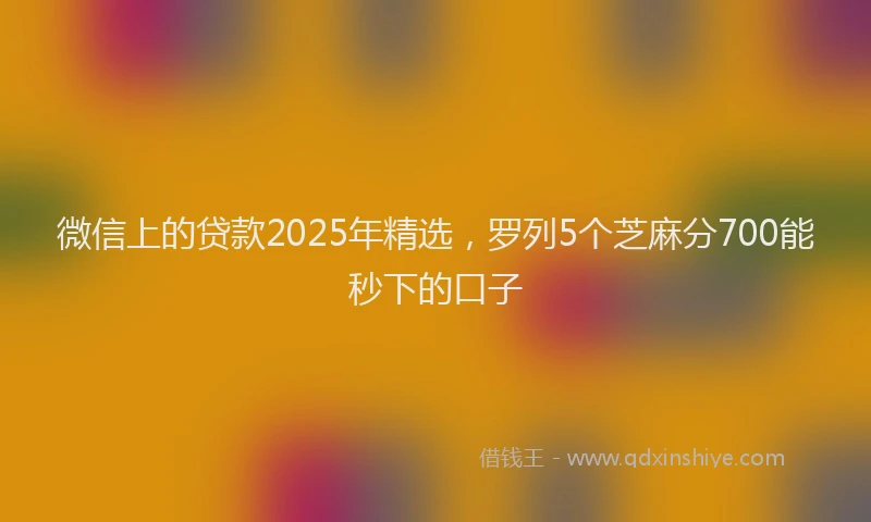 微信上的贷款2025年精选，罗列5个芝麻分700能秒下的口子