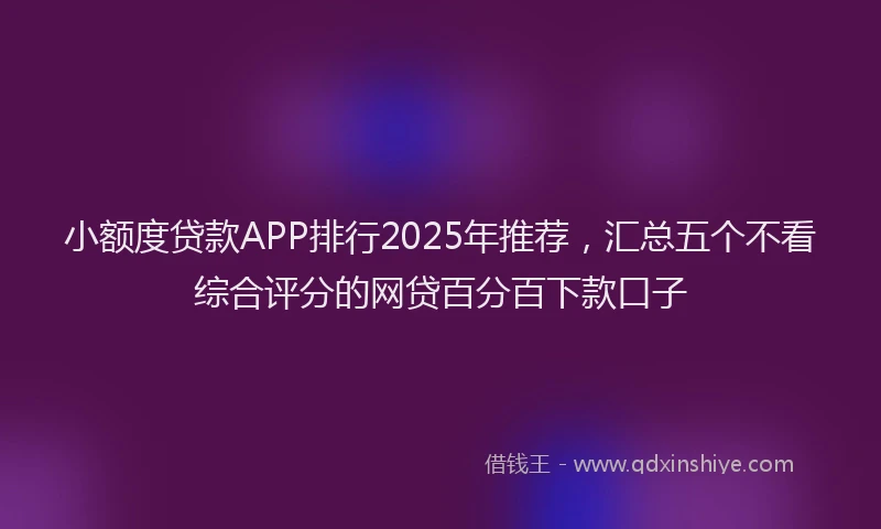 小额度贷款APP排行2025年推荐，汇总五个不看综合评分的网贷百分百下款口子