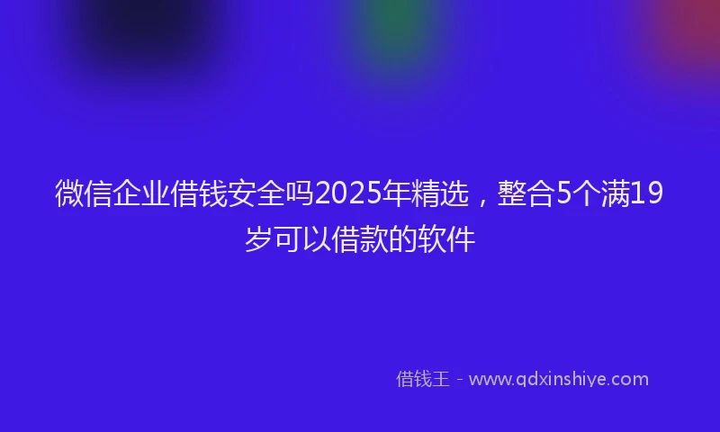 微信企业借钱安全吗2025年精选，整合5个满19岁可以借款的软件