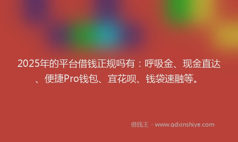 2025年的平台借钱正规吗有：呼吸金、现金直达、便捷Pro钱包、宜花呗、钱袋速融等。