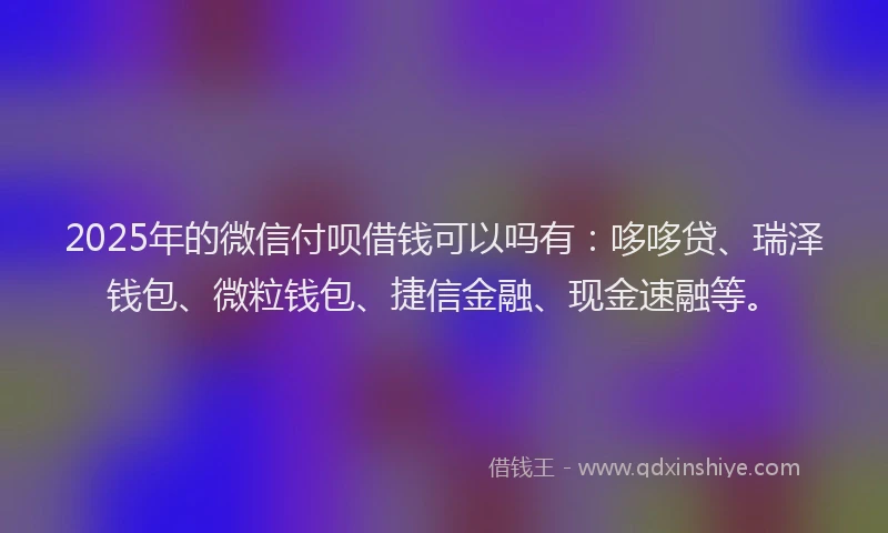 2025年的微信付呗借钱可以吗有：哆哆贷、瑞泽钱包、微粒钱包、捷信金融、现金速融等。