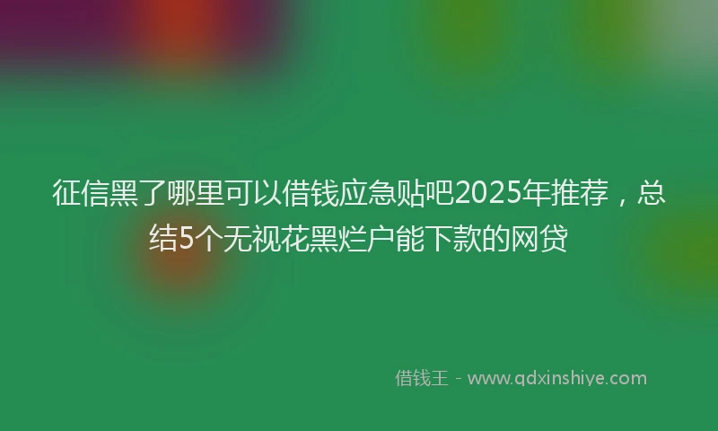征信黑了哪里可以借钱应急贴吧2025年推荐，总结5个无视花黑烂户能下款的网贷