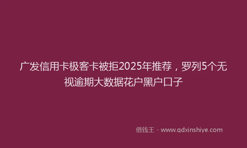广发信用卡极客卡被拒2025年推荐，罗列5个无视逾期大数据花户黑户口子