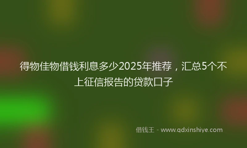 得物佳物借钱利息多少2025年推荐，汇总5个不上征信报告的贷款口子
