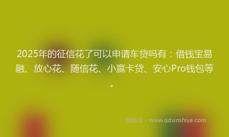 2025年的征信花了可以申请车贷吗有：借钱宝易融、放心花、随信花、小赢卡贷、安心Pro钱包等。