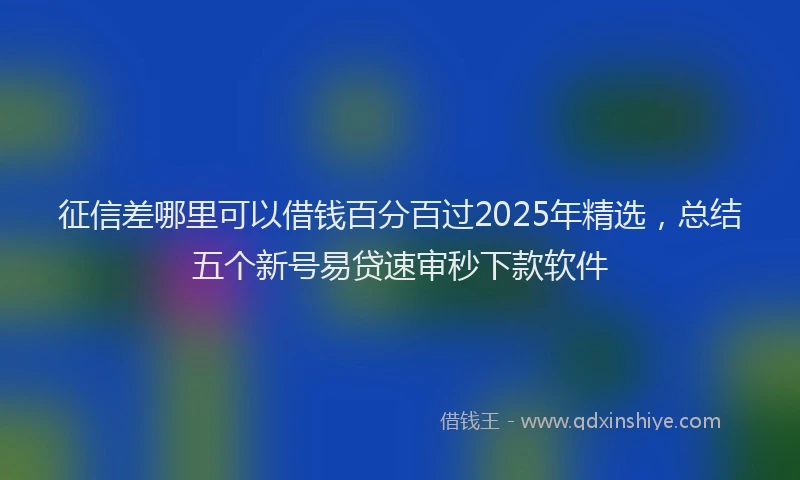 征信差哪里可以借钱百分百过2025年精选，总结五个新号易贷速审秒下款软件
