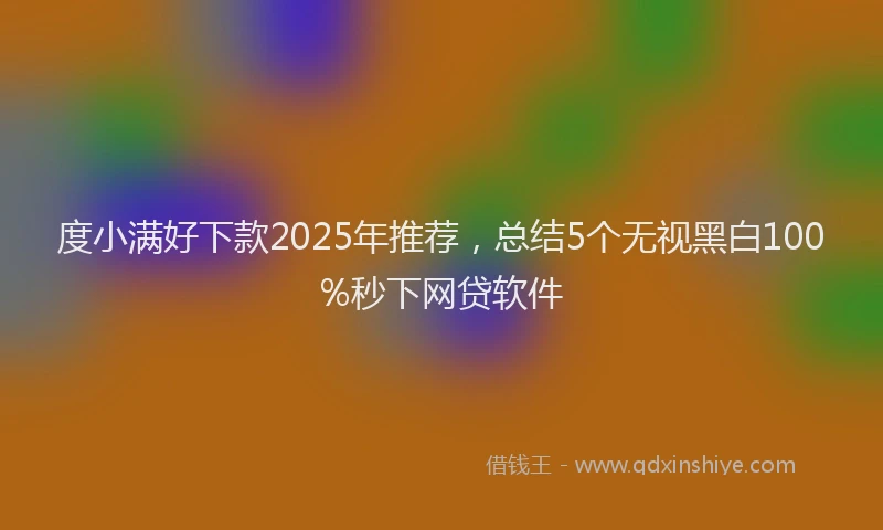 度小满好下款2025年推荐，总结5个无视黑白100%秒下网贷软件