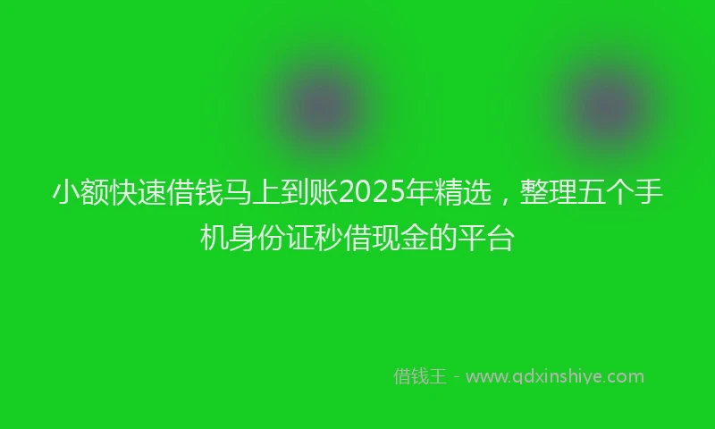 小额快速借钱马上到账2025年精选，整理五个手机身份证秒借现金的平台