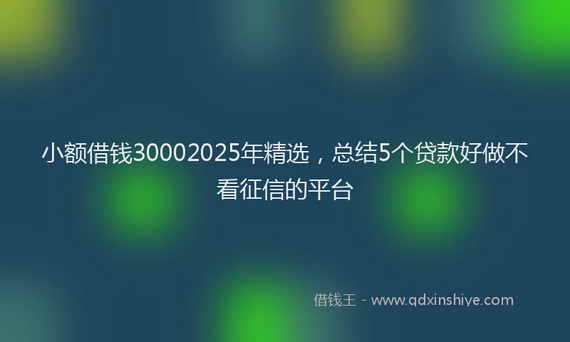 小额借钱30002025年精选，总结5个贷款好做不看征信的平台