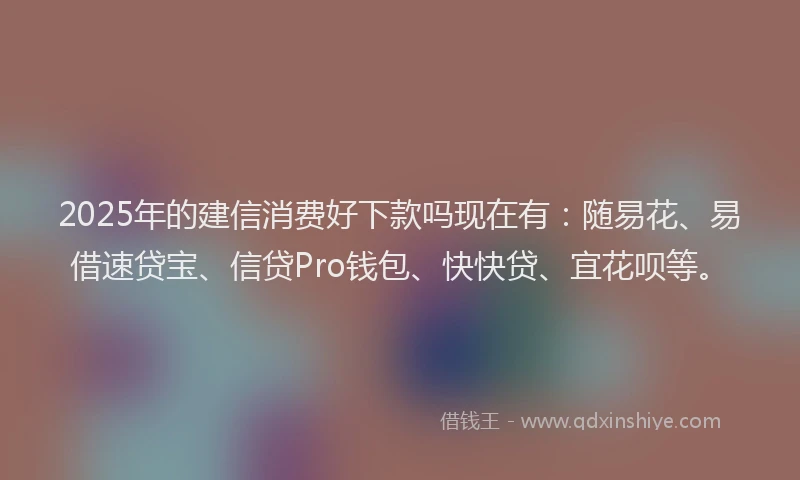 2025年的建信消费好下款吗现在有：随易花、易借速贷宝、信贷Pro钱包、快快贷、宜花呗等。