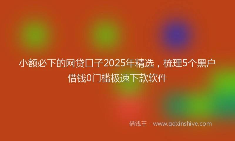 小额必下的网贷口子2025年精选，梳理5个黑户借钱0门槛极速下款软件