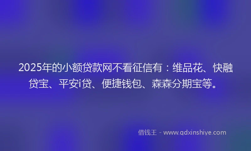 2025年的小额贷款网不看征信有：维品花、快融贷宝、平安i贷、便捷钱包、森森分期宝等。