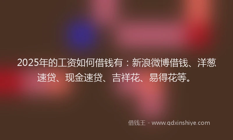 2025年的工资如何借钱有：新浪微博借钱、洋葱速贷、现金速贷、吉祥花、易得花等。