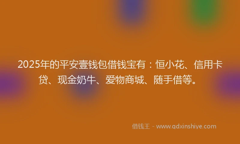 2025年的平安壹钱包借钱宝有：恒小花、信用卡贷、现金奶牛、爱物商城、随手借等。