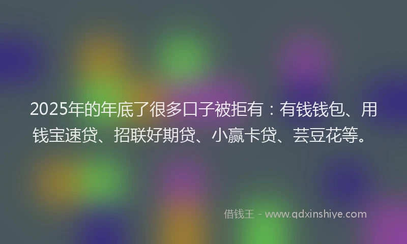 2025年的年底了很多口子被拒有：有钱钱包、用钱宝速贷、招联好期贷、小赢卡贷、芸豆花等。